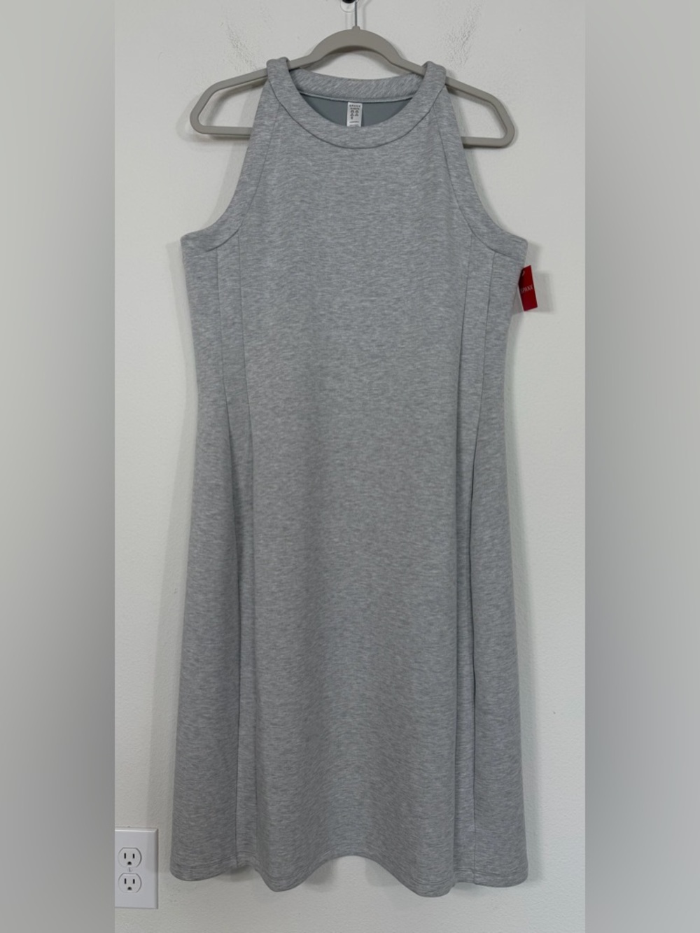 NWT Spanx Air Essentials Side Stripe Midi Dress Light Heather Grey Size XL
